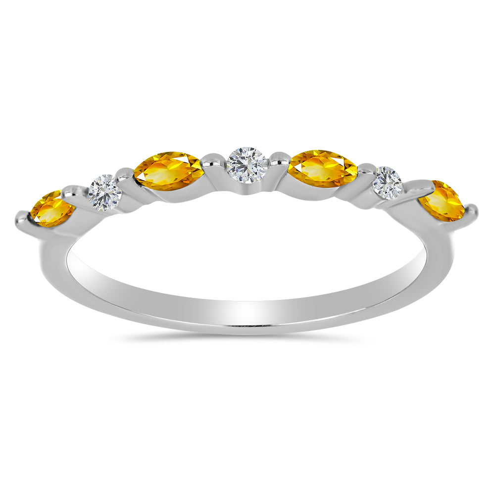 Inel din Argint 925 ( 1.65 grame ) cu Citrin Ural și Topaz Alb 0.42 Carate 1 