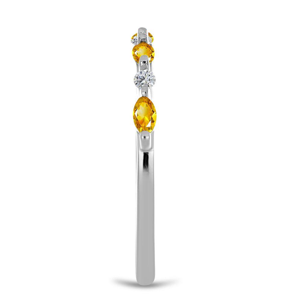 Inel din Argint 925 ( 1.65 grame ) cu Citrin Ural și Topaz Alb 0.42 Carate 4 