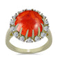 Inel din Argint 925 Placat cu Aur ( 4.25 grame ) cu Coral Roșu Burete și Topaz Alb 5.88 Carate