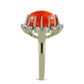 Inel din Argint 925 Placat cu Aur ( 4.25 grame ) cu Coral Roșu Burete și Topaz Alb 5.88 Carate