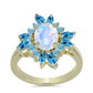 Inel din Argint 925 Placat cu Aur ( 3.91 grame ) cu Piatra Lunii Curcubeu și Topaz Albastru ”Elveția” 2.84 Carate