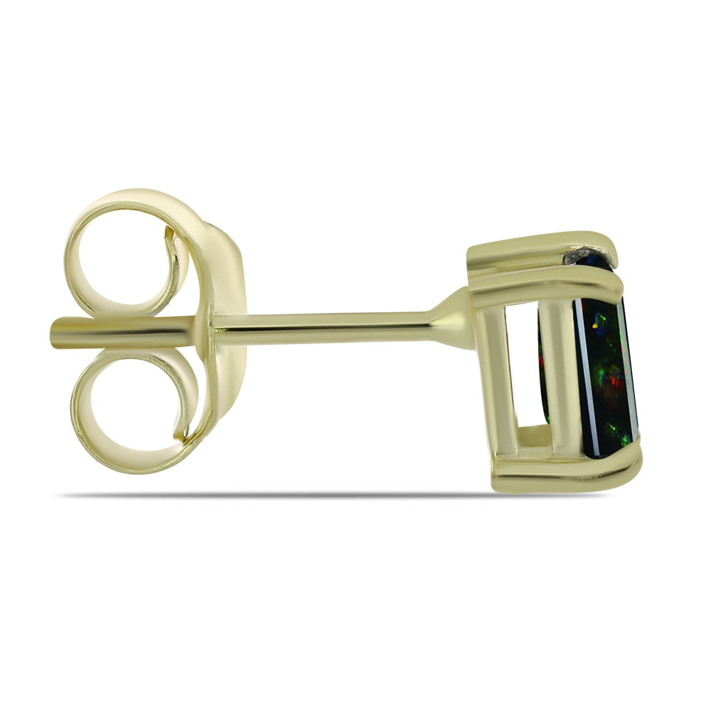 Cercei din Argint 925 Placat cu Aur ( 0.96 grame ) cu Opal Etiopian Negru Lega Dembi 0.38 Carate 2 