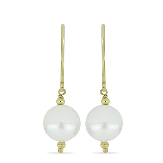 Cercei din Argint 925 Placat cu Aur ( 1.09 grame ) cu Perlă de Apă Dulce Albă 10.48 Carate