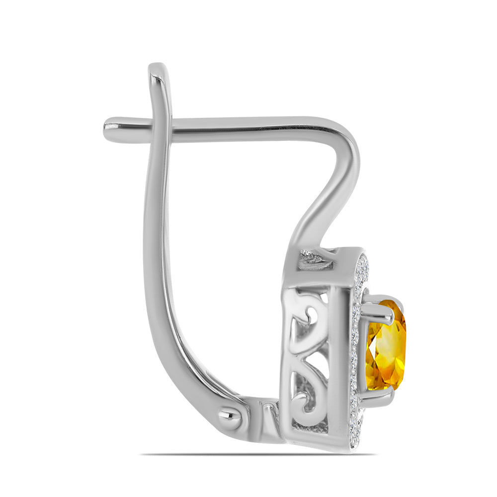 Cercei din Argint 925 ( 3.82 grame ) cu Citrin Ural și Topaz Alb 1.49 Carate 2 
