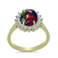 Inel din Argint 925 Placat cu Aur ( 3.04 grame ) cu Opal Etiopian Negru Lega Dembi și Topaz Alb 2.09 Carate