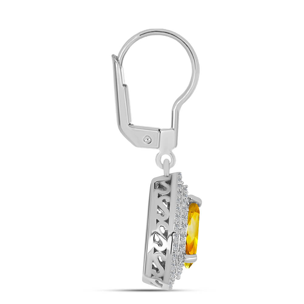 Cercei din Argint 925 ( 4.14 grame ) cu Citrin Ural și Topaz Alb 2.3 Carate 2 