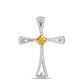 Cruce Pandantiv din Argint 925 ( 2.15 grame ) cu Citrin Ural și Topaz Alb 0.42 Carate