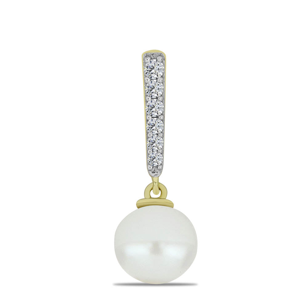 Pandantiv din Argint 925 Placat cu Aur ( 0.56 grame ) cu Perlă de Apă Dulce Albă și Topaz Alb 5.02 Carate