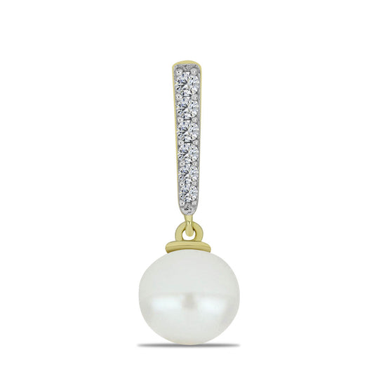 Pandantiv din Argint 925 Placat cu Aur ( 0.56 grame ) cu Perlă de Apă Dulce Albă și Topaz Alb 5.02 Carate