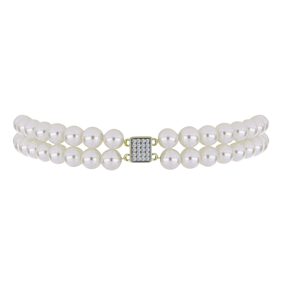 Brățară din Argint 925 Placat cu Aur ( 1.56 grame ) cu Perlă de Apă Dulce Albă și Topaz Alb 90.19 Carate 2 