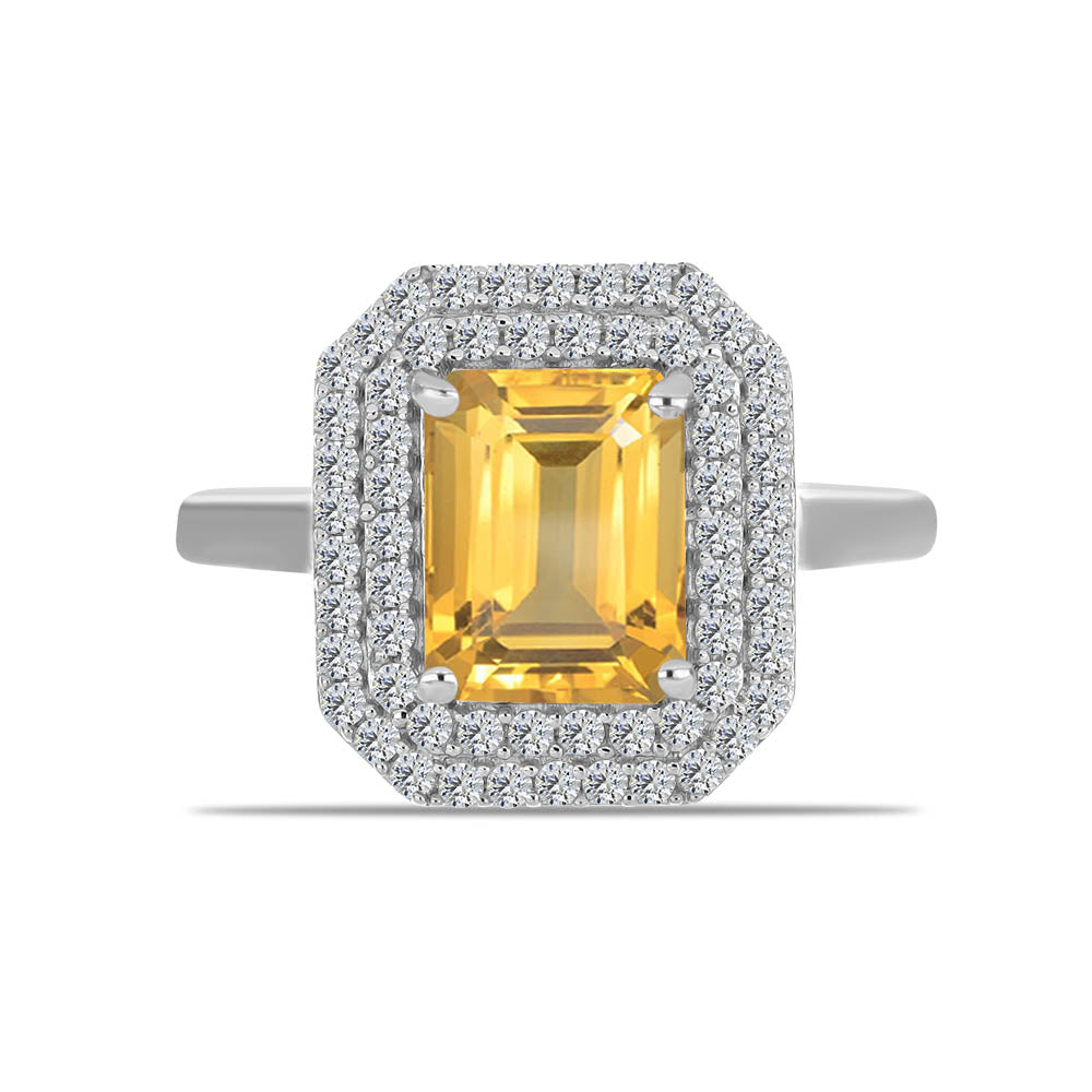 Inel din Argint 925 ( 3.24 grame ) cu Citrin Ural și Topaz Alb 2.62 Carate 1 