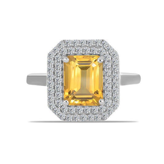 Inel din Argint 925 ( 3.24 grame ) cu Citrin Ural și Topaz Alb 2.62 Carate