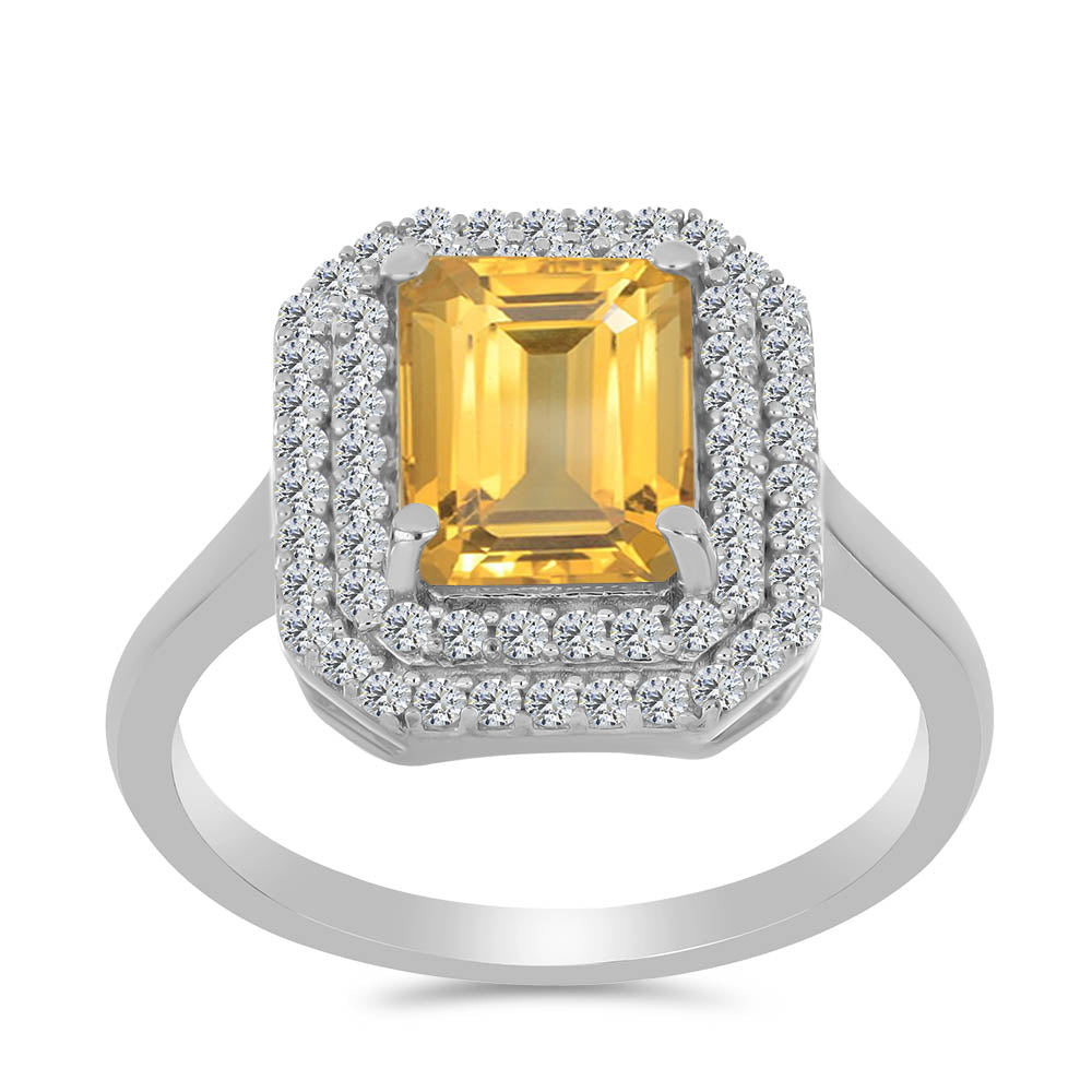 Inel din Argint 925 ( 3.24 grame ) cu Citrin Ural și Topaz Alb 2.62 Carate