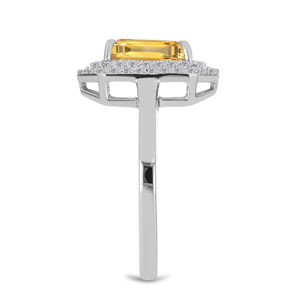 Inel din Argint 925 ( 3.24 grame ) cu Citrin Ural și Topaz Alb 2.62 Carate