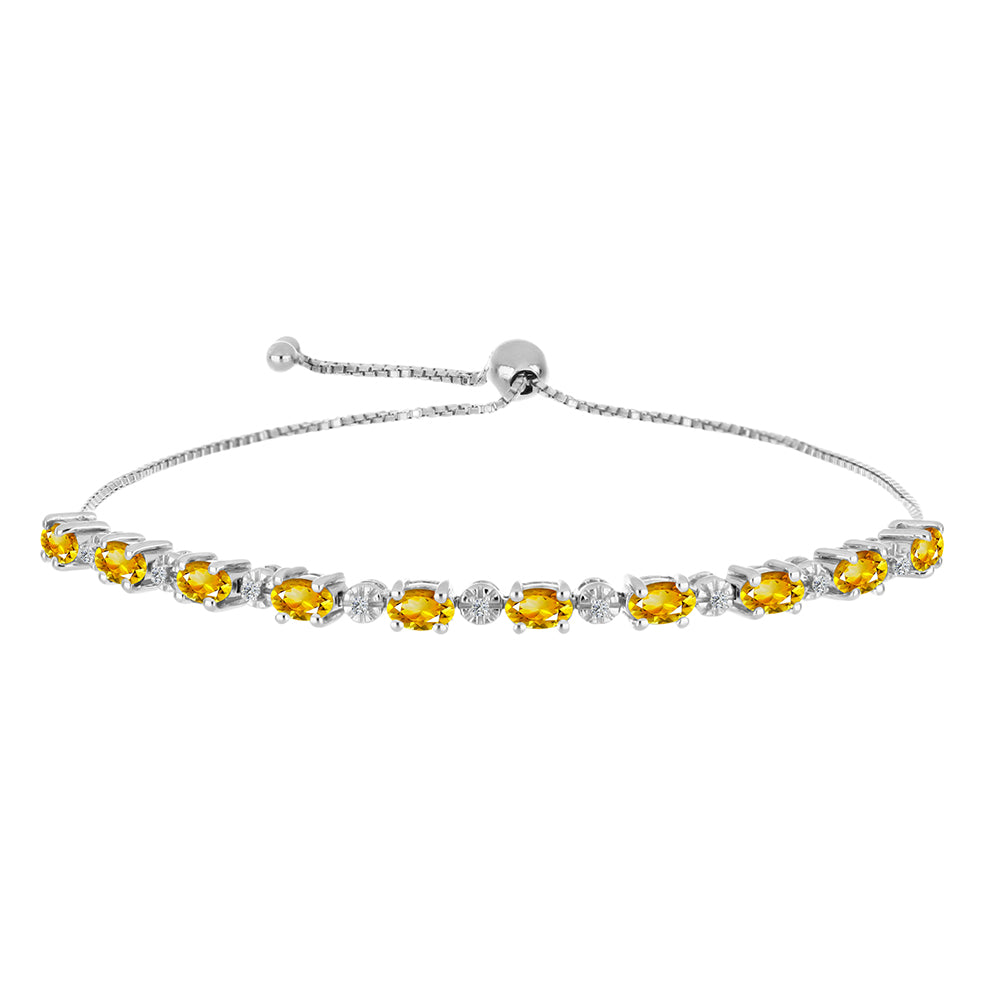 Brățară din Argint 925 ( 5.82 grame ) cu Citrin Ural și Topaz Alb 2.42 Carate 1 