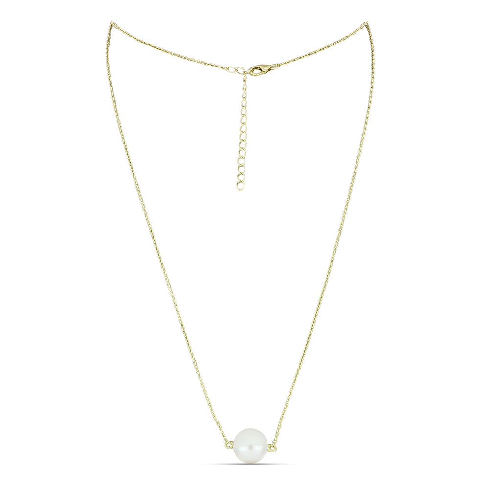 Colier din Argint 925 Placat cu Aur ( 2.58 grame ) cu Perlă de Apă Dulce Albă 5.41 Carate