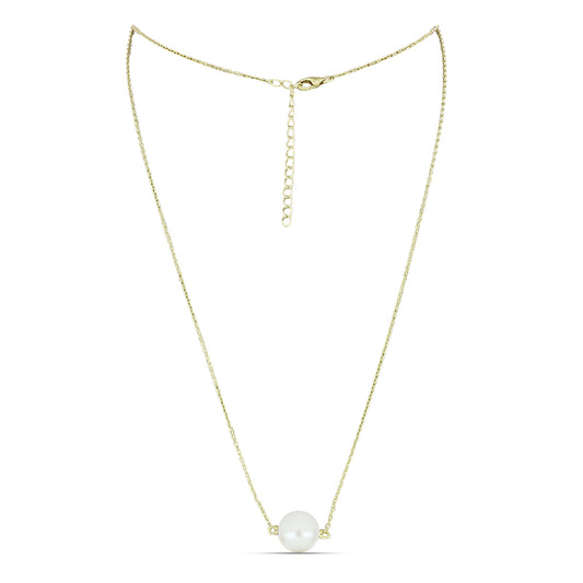 Colier din Argint 925 Placat cu Aur ( 2.58 grame ) cu Perlă de Apă Dulce Albă 5.41 Carate