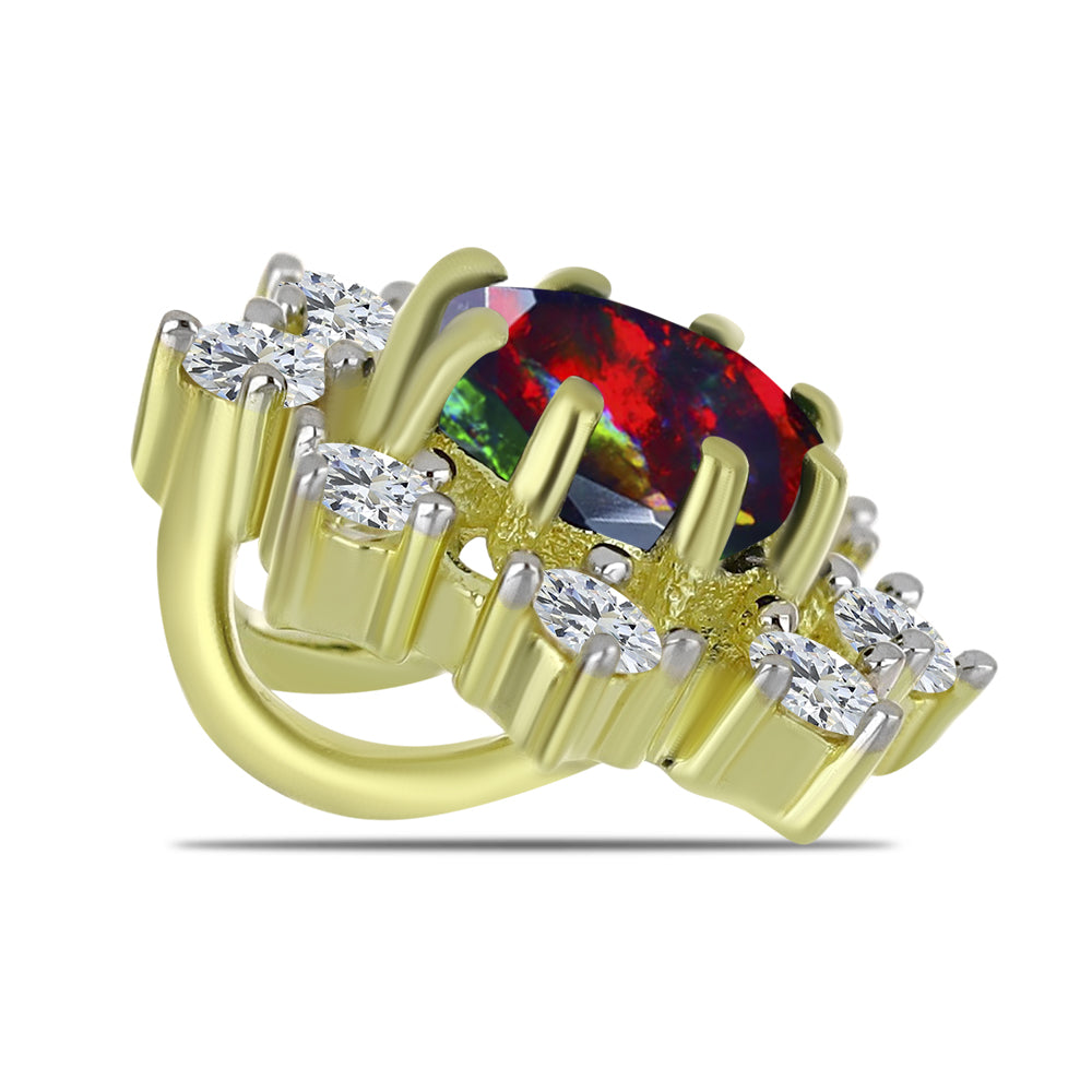 Pandantiv din Argint 925 Placat cu Aur ( 0.89 grame ) cu Opal Etiopian Negru Lega Dembi și Topaz Alb 0.56 Carate