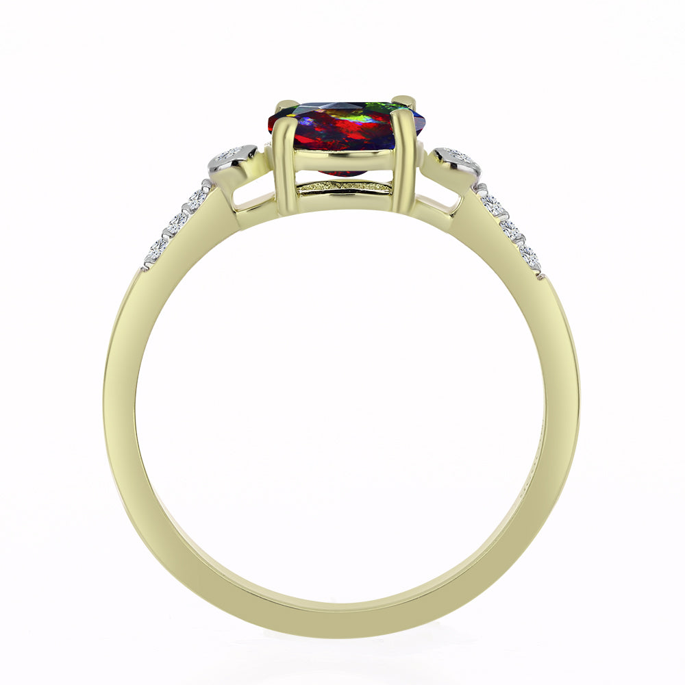 Inel din Argint 925 Placat cu Aur ( 1.86 grame ) cu Opal Etiopian Negru Lega Dembi și Topaz Alb 0.58 Carate