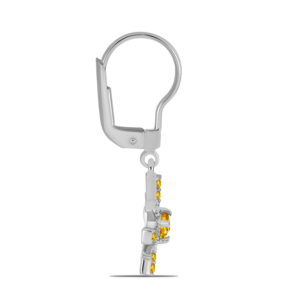 Cercei din Argint 925 ( 2.42 grame ) cu Citrin Ural și Topaz Alb 0.58 Carate 2 