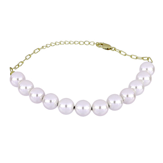 Brățară din Argint 925 Placat cu Aur ( 1.13 grame ) cu Perlă de Apă Dulce Albă 66.07 Carate