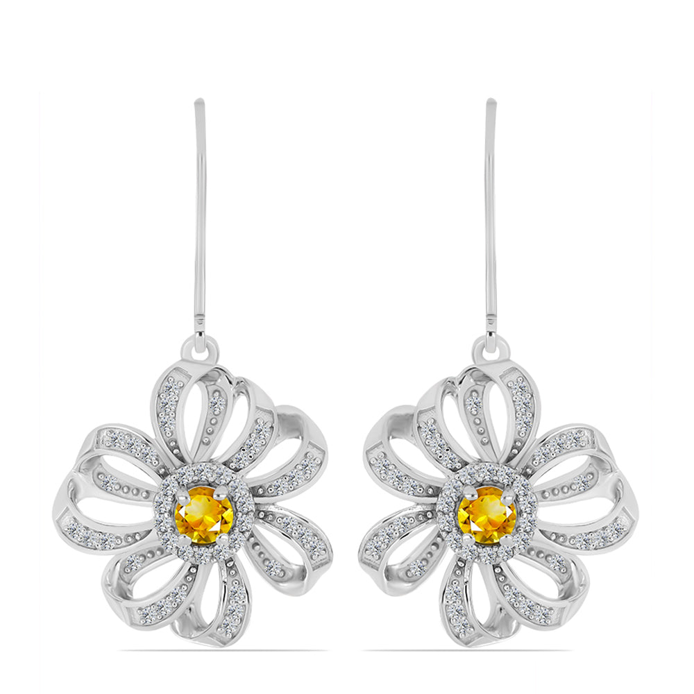 Cercei din Argint 925 ( 7.08 grame ) cu Citrin Ural și Topaz Alb 1.21 Carate