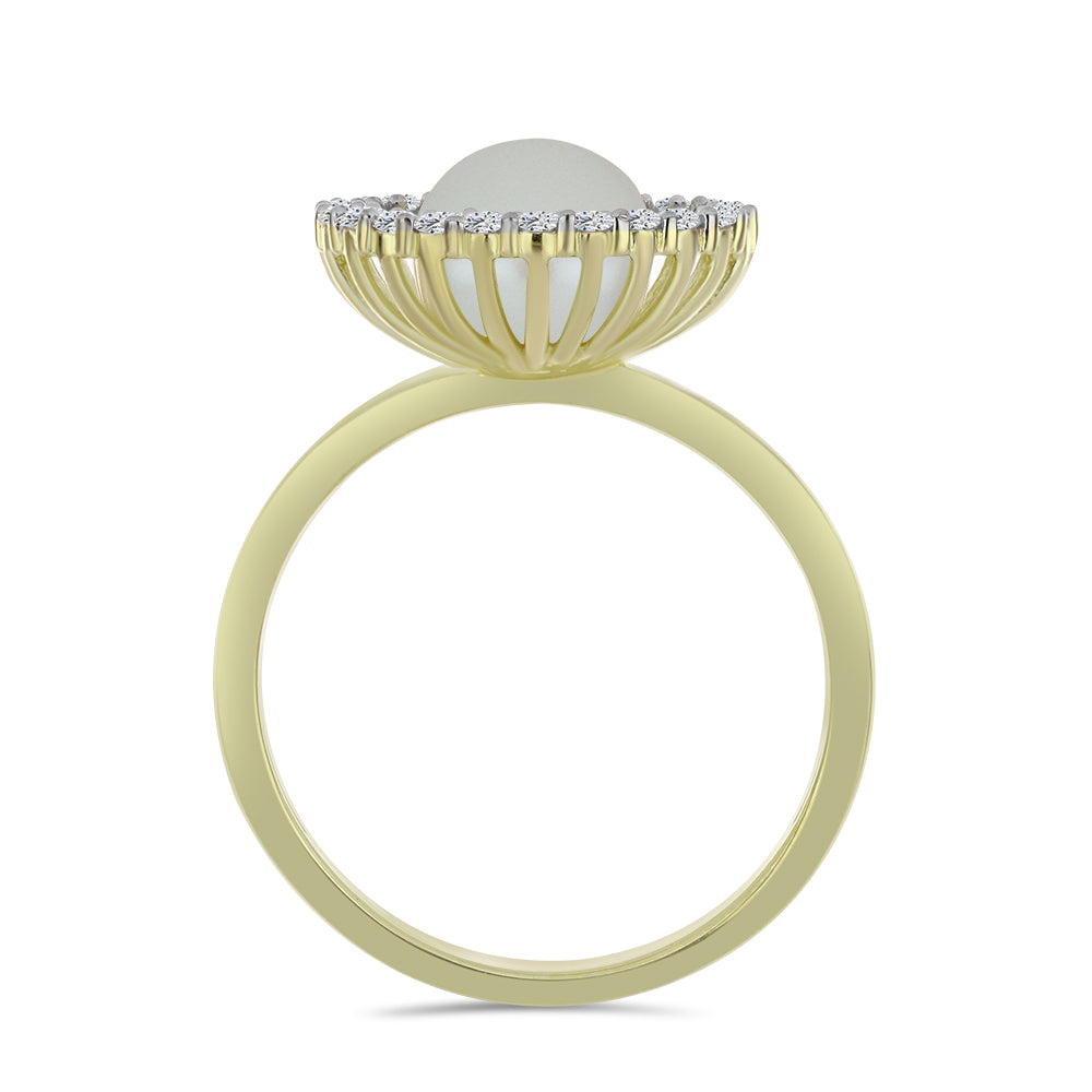 Inel din Argint 925 Placat cu Aur ( 2.75 grame ) cu Perlă de Apă Dulce Albă și Topaz Alb 3.56 Carate 2 