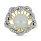 Inel din Argint 925 Placat cu Aur ( 6.23 grame ) cu Perlă de Apă Dulce Albă și Topaz Alb 6.33 Carate