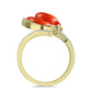 Inel din Argint 925 Placat cu Aur ( 4.51 grame ) cu Coral Roșu Burete și Topaz Alb 2.55 Carate