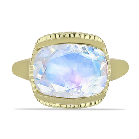 Inel din Argint 925 Placat cu Aur ( 5.31 grame ) cu Piatra Lunii Curcubeu 5.43 Carate