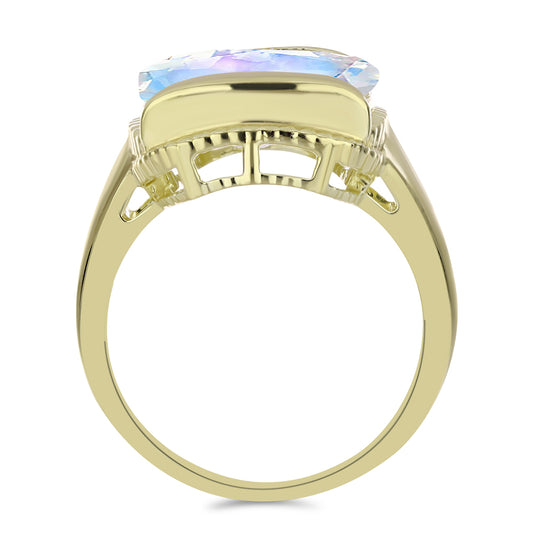 Inel din Argint 925 Placat cu Aur ( 5.31 grame ) cu Piatra Lunii Curcubeu 5.43 Carate