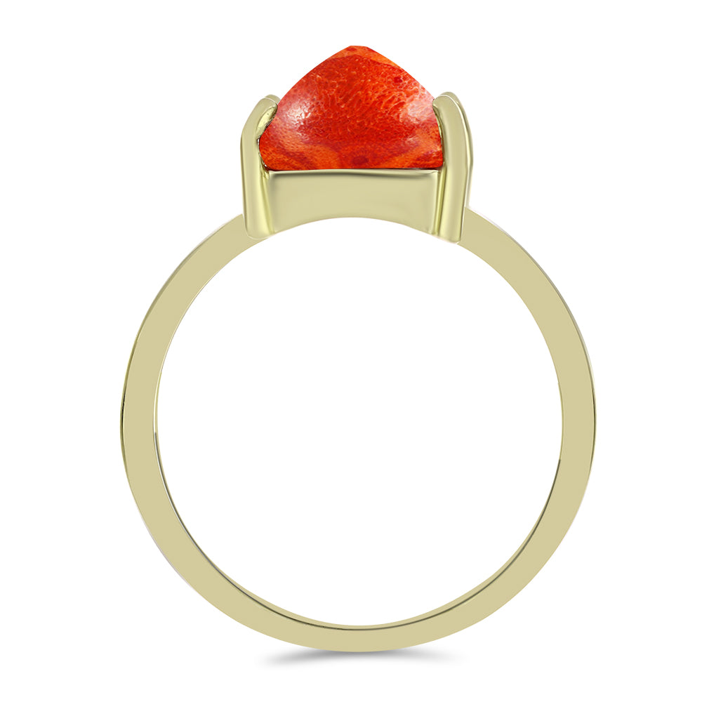 Inel din Argint 925 Placat cu Aur ( 1.85 grame ) cu Coral Roșu Burete 2.07 Carate