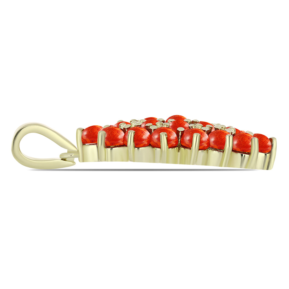 Pandantiv din Argint 925 Placat cu Aur ( 2.94 grame ) cu Coral Roșu Burete 3.21 Carate