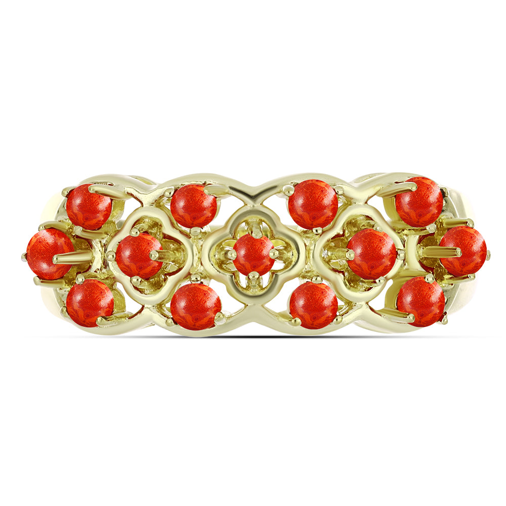 Inel din Argint 925 Placat cu Aur ( 4.4 grame ) cu Coral Roșu Burete 0.51 Carate