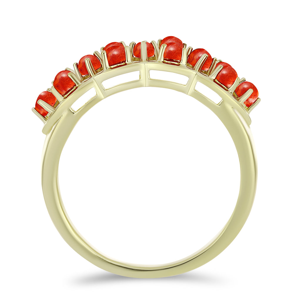 Inel din Argint 925 Placat cu Aur ( 4.4 grame ) cu Coral Roșu Burete 0.51 Carate