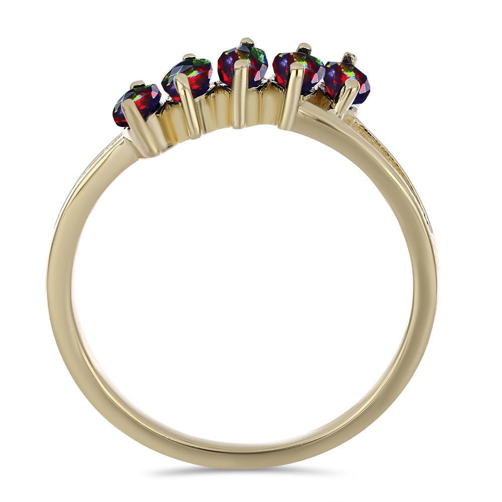 Inel din Argint 925 Placat cu Aur ( 2.1 grame ) cu Opal Etiopian Negru Lega Dembi 0.45 Carate