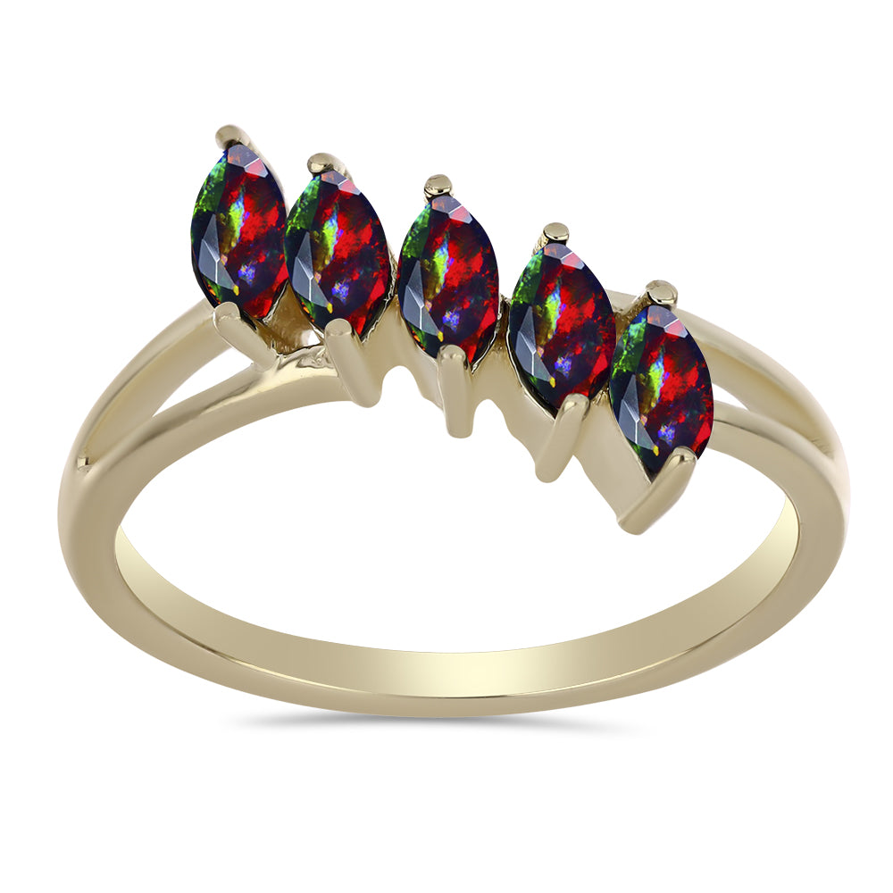 Inel din Argint 925 Placat cu Aur ( 2.1 grame ) cu Opal Etiopian Negru Lega Dembi 0.45 Carate