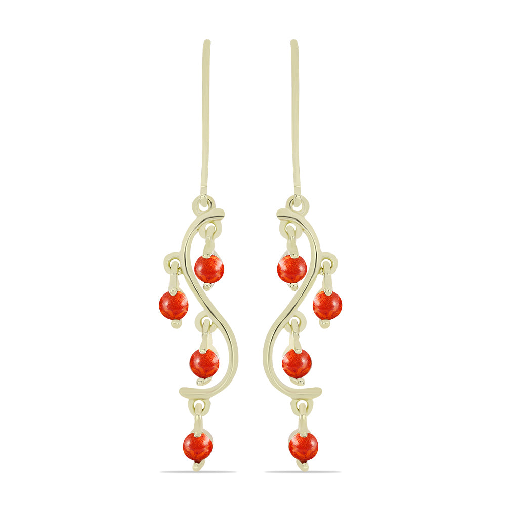 Cercei din Argint 925 Placat cu Aur ( 2.83 grame ) cu Coral Roșu Burete 1.1 Carate 1 