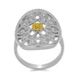 Inel din Argint 925 ( 5.46 grame ) cu Citrin Ural și Topaz Alb 0.36 Carate