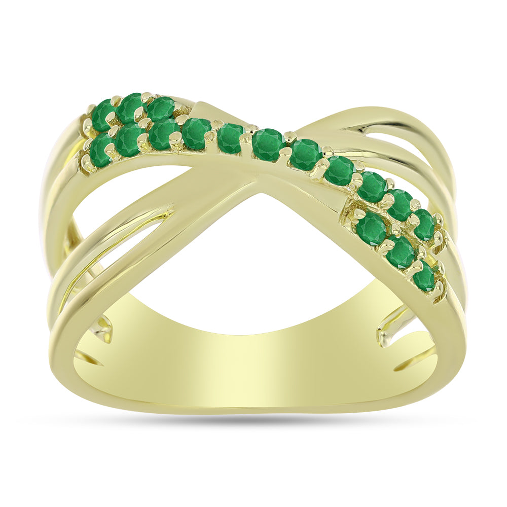 Inel din Argint 925 Placat cu Aur ( 4.68 grame ) cu Smarald Zambian 0.3 Carate 3 