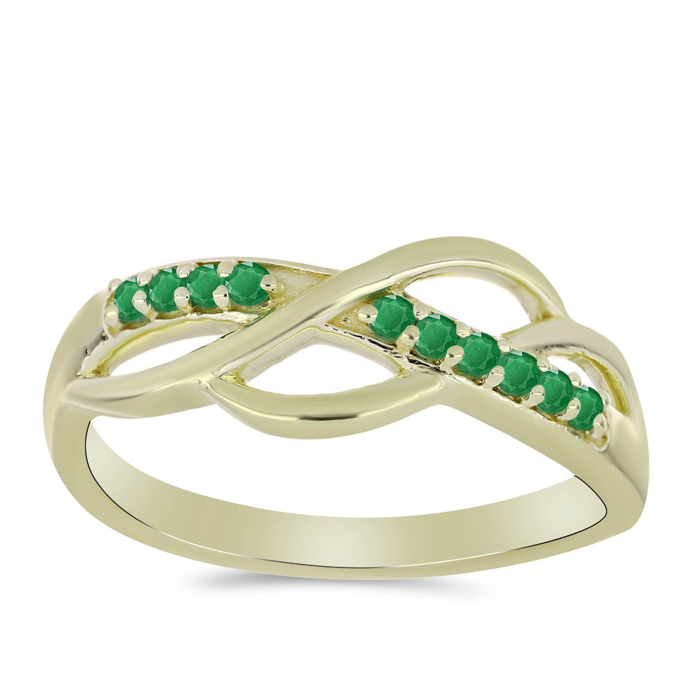 Inel din Argint 925 Placat cu Aur ( 2.7 grame ) cu Smarald Zambian 0.17 Carate 3 