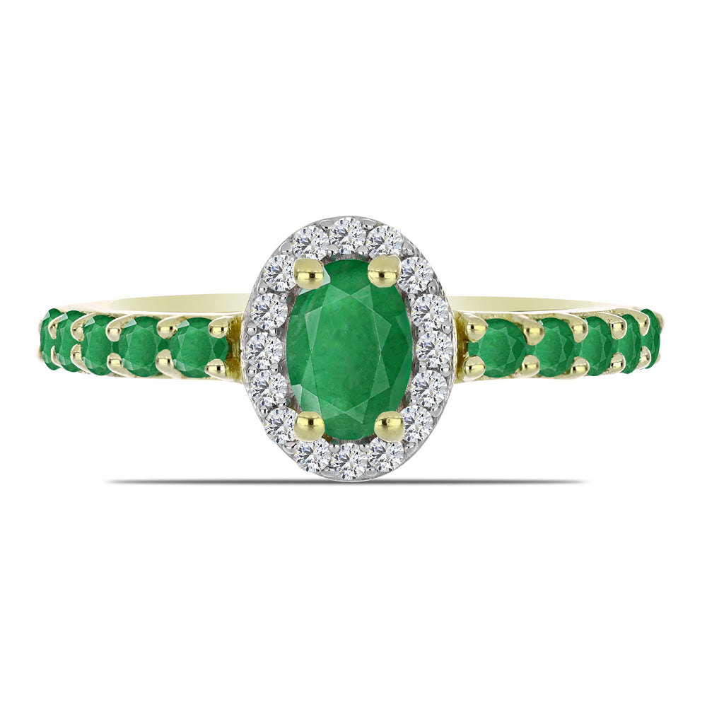 Inel din Argint 925 Placat cu Aur ( 2.55 grame ) cu Smarald Zambian și Topaz Alb 0.94 Carate 1 