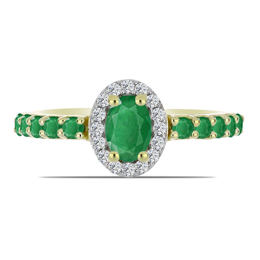 Inel din Argint 925 Placat cu Aur ( 2.55 grame ) cu Smarald Zambian și Topaz Alb 0.94 Carate