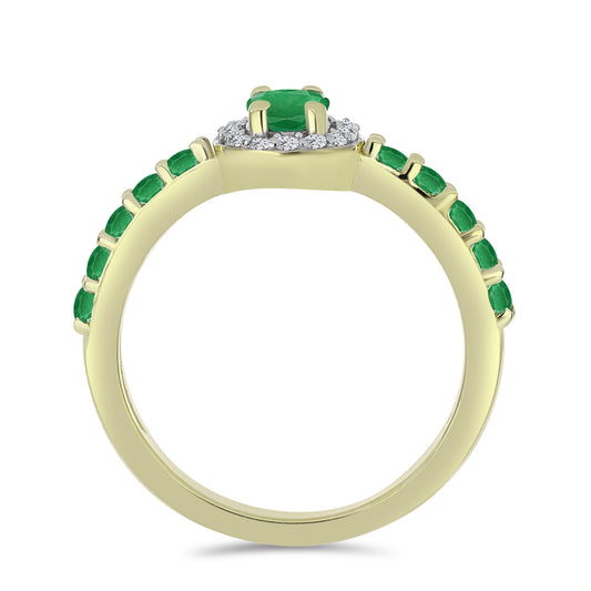 Inel din Argint 925 Placat cu Aur ( 2.55 grame ) cu Smarald Zambian și Topaz Alb 0.94 Carate