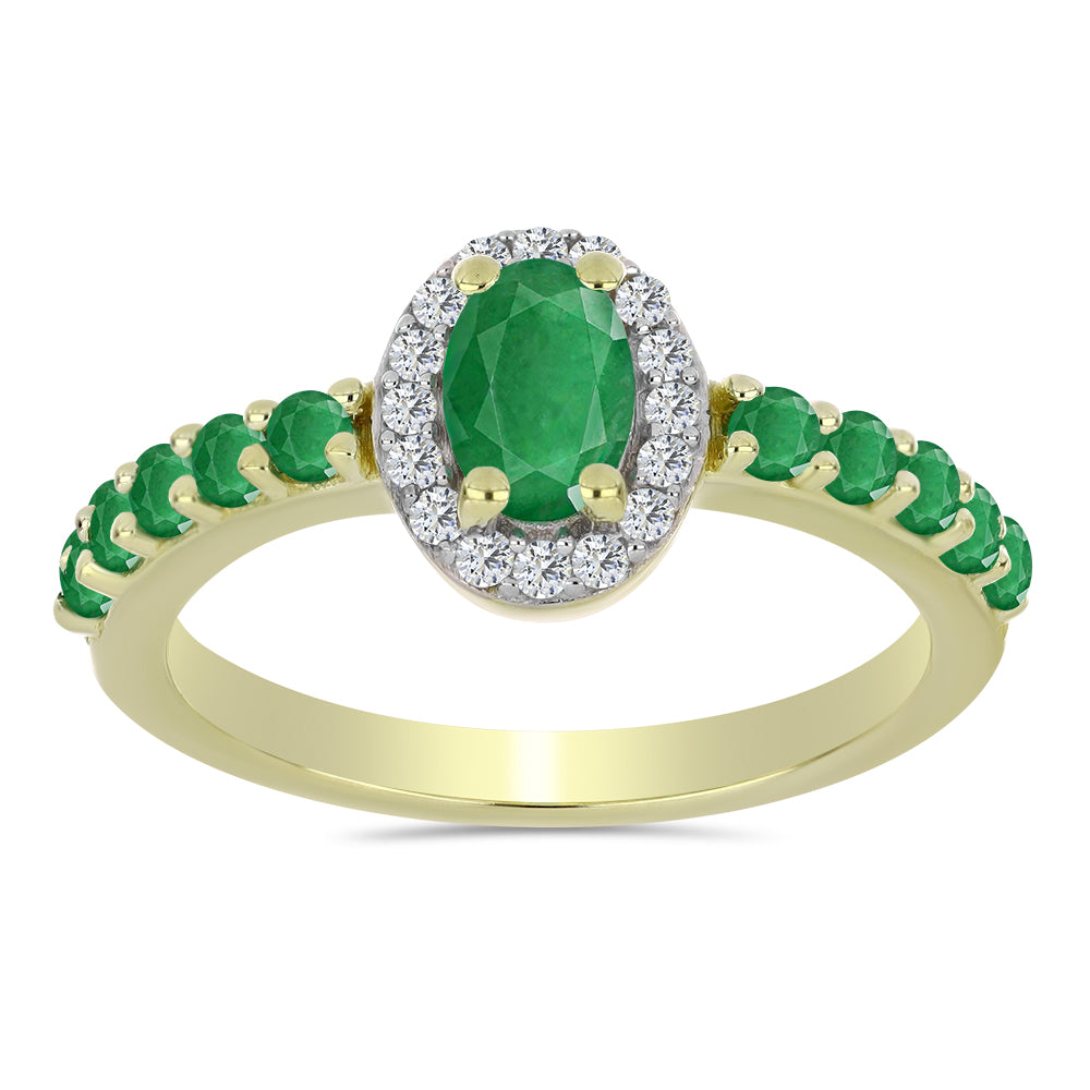 Inel din Argint 925 Placat cu Aur ( 2.55 grame ) cu Smarald Zambian și Topaz Alb 0.94 Carate 3 