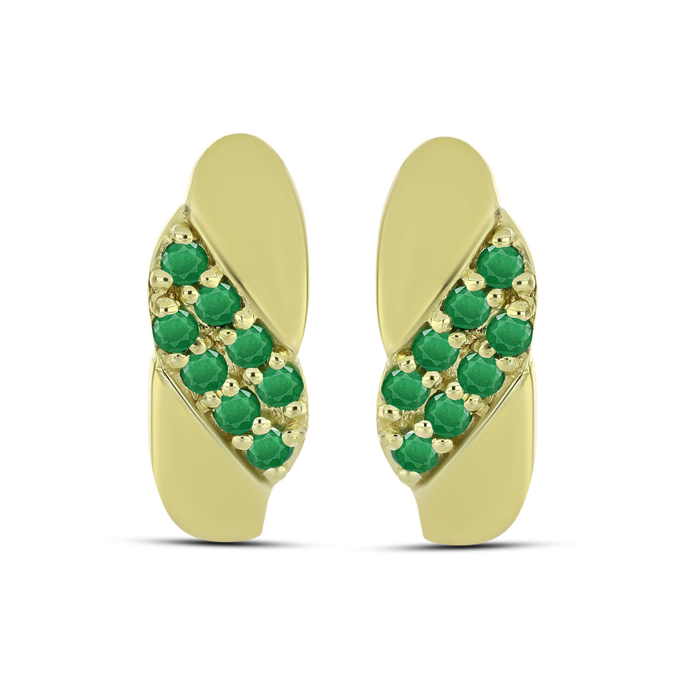 Cercei din Argint 925 Placat cu Aur ( 4.35 grame ) cu Smarald Zambian 0.28 Carate