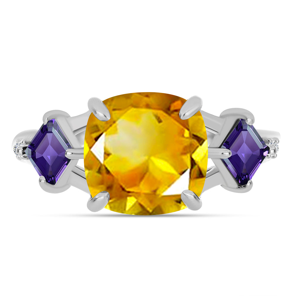 Inel din Argint 925 ( 3.37 grame ) cu Citrin Ural și Ametist Marocan 4.04 Carate 1 