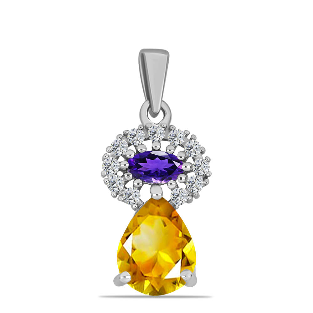 Pandantiv din Argint 925 ( 1.13 grame ) cu Citrin Ural și Ametist Marocan 1.89 Carate 1 