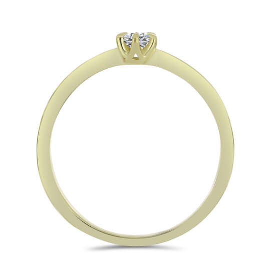 Inel din Argint 925 Placat cu Aur ( 1.65 grame ) cu Diamant Certificat cultivat în laborator 0.2 Carate