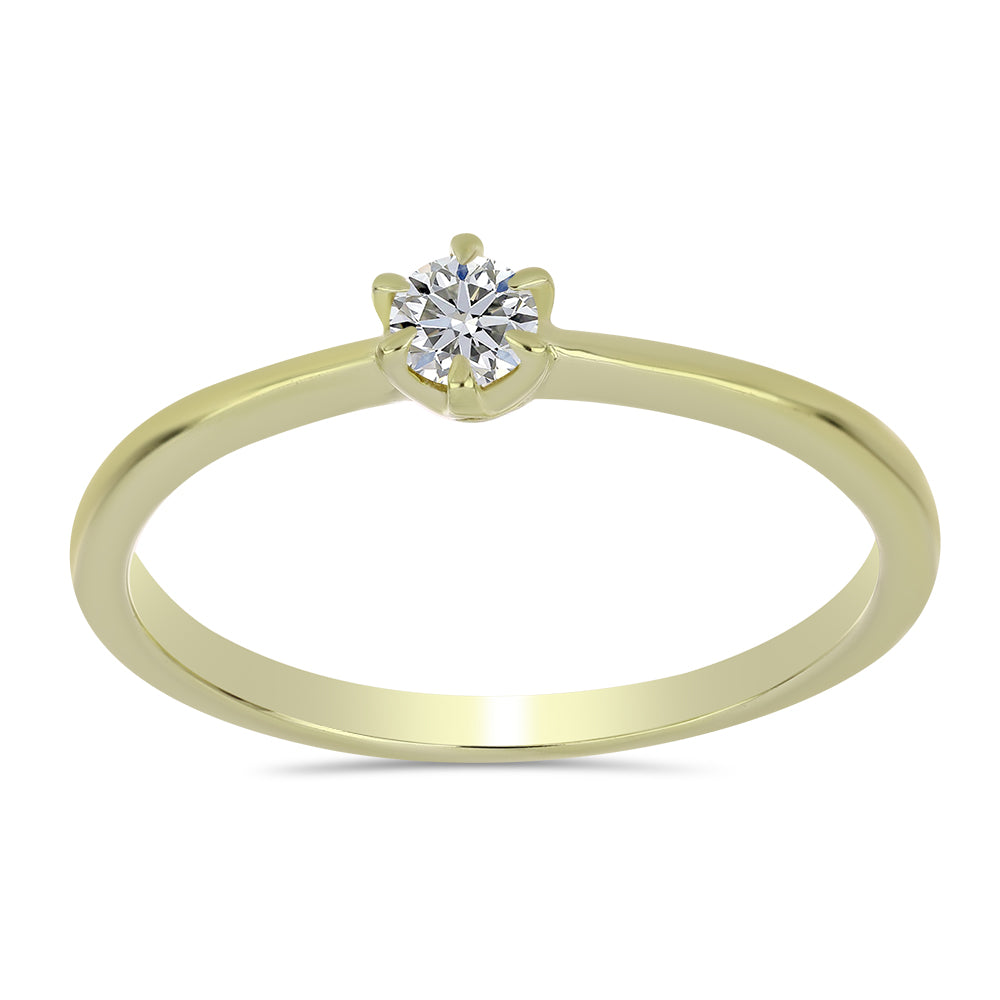 Inel din Argint 925 Placat cu Aur ( 1.65 grame ) cu Diamant Certificat cultivat în laborator 0.2 Carate